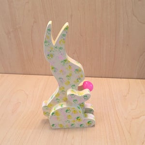 Polka Dot Easter Bunny - Speckled Easter Bunny - Wooden Easter Bunny - Easter Bunny Decor - Handmade Easter Decor - Spring Decor