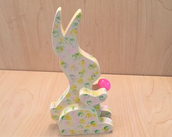 Polka Dot Easter Bunny - Speckled Easter Bunny - Wooden Easter Bunny - Easter Bunny Decor - Handmade Easter Decor - Spring Decor