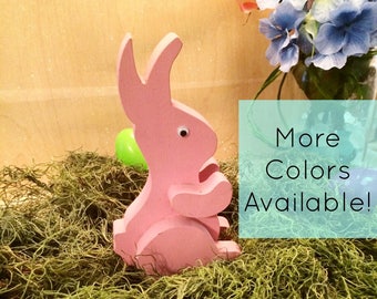 Pastel Wooden Easter Bunny Decor, Pink Easter Bunny, Wooden Easter Bunny, Easter Bunny Decor, Easter Decor, Handmade Easter Decor