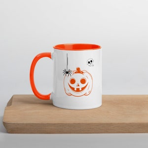 Pumpkin and Ghost Mug, Halloween Pumpkin Mug, Jack O Lantern Mug, Cute Halloween Mug, Halloween Gift image 2