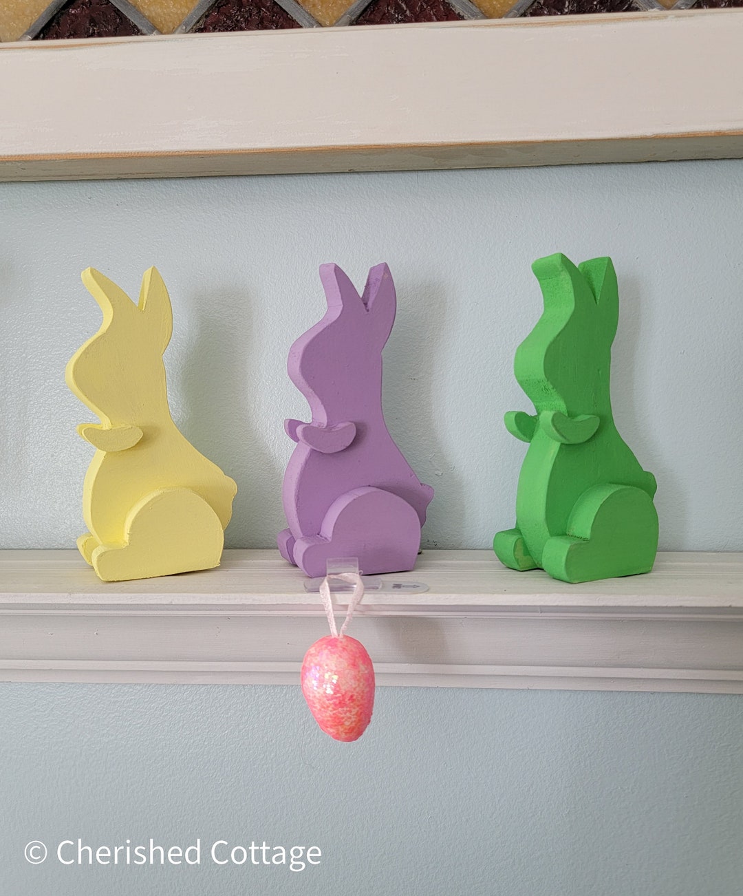 Easter Bunny Set of Three, Wooden Easter Bunny Decor, Easter Bunny
