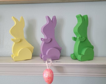 Easter Bunny Set of Three, Wooden Easter Bunny Decor, Easter Bunny Photo Props, Wooden Easter Bunnies, Wooden Easter Rabbit, Wooden Easter