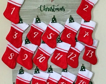 Advent Calendar - Christmas Countdown -Stocking Advent Calendar - Countdown to Christmas