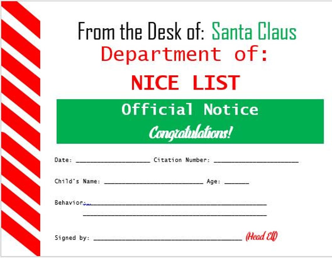 Kids Naughty List Printable, Naughty List Warning, Santas Naughty List ...