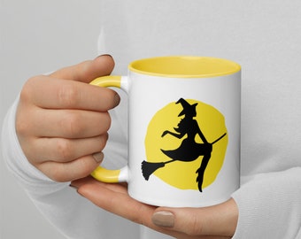 Witch Mug - Witch on Broom Mug - Halloween Witch mug - Flying Witch Mug - Witch on Broom