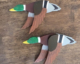 Wilde eend decoratie, wilde eend decor, vliegende eend decoratie, houten eend, vliegende wilde eend, eend jager cadeau, eend minnaar cadeau