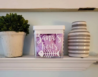 Airtight Cat Treat Container, Customized Cat Treat Container, Cat Treat Holder, Personalized Cat Treat Container