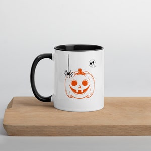 Pumpkin and Ghost Mug, Halloween Pumpkin Mug, Jack O Lantern Mug, Cute Halloween Mug, Halloween Gift image 1