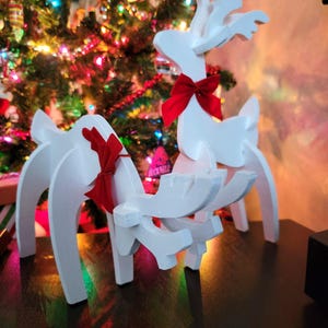 Wooden White Reindeer, White Wood Reindeer, Reindeer Mantle Decor, White Reindeer Centerpiece, Rustic Wood Reindeer Decor