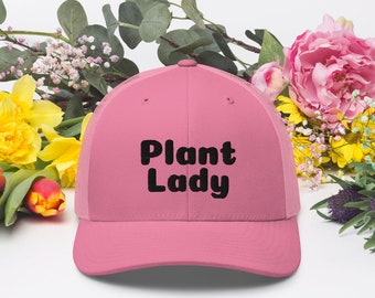 Plant Lady Embroidered Hat, Plant Lady Gifts, Plant Lady Pink Hat, Plant Lady, White Hat