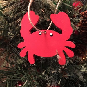 Ornamento - legno Crab - Granchio natale ornamento - ornamento fatto a mano - spiaggia ornamento del granchio