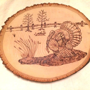 Turkey Wood burning - Fall  Wood burning - Fall Pyrography - Wood Slice Art - Hunting Decor - Cabin Decor