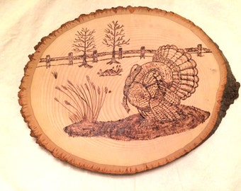 Turkey Wood burning - Fall  Wood burning - Fall Pyrography - Wood Slice Art - Hunting Decor - Cabin Decor