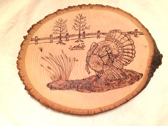 Turkey Wood burning - Fall Wood burning - Fall Pyrography - Wood Slice Art  - Hunting Decor - Cabin Decor