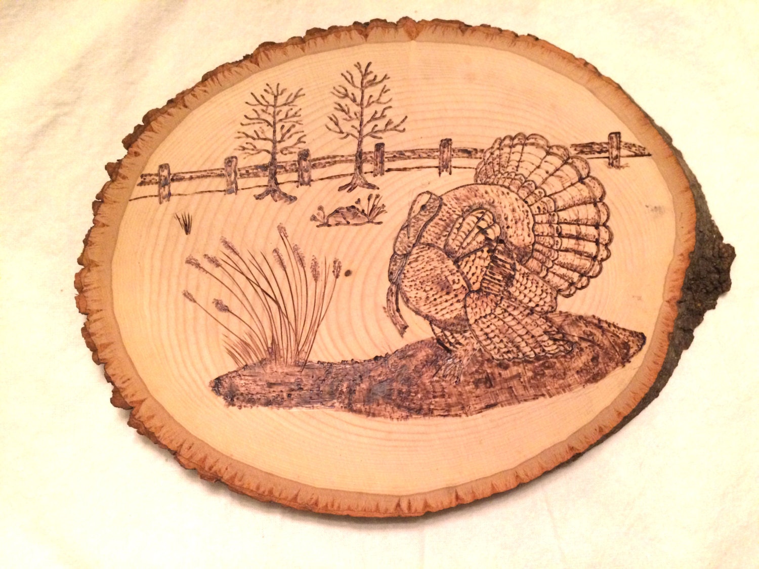 Turquie - automne bois - Pyrogravure automne - bois tranche Art - décor de  chasse - cabine Decor bois