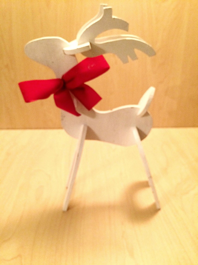 Wooden White Reindeer White Wood Reindeer Reindeer Mantle Etsy