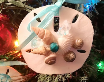 Zand Dollar Ornament - zee glazen Ornament - kleine zand Dollar Ornament - kust Christmas - strand ornament - zand Dollar