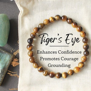 Tigerauge Perlen Armband Energie Kristall Schmuck für Angst 6 mm Layering Mala Naturstein Armband Ruhe Beruhigend Yoga Schmuck Geschenk Boho