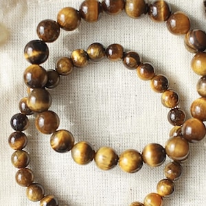 Tigerauge Perlen Armband Energie Kristall Schmuck für Angst 6 mm Layering Mala Naturstein Armband Ruhe Beruhigend Yoga Schmuck Geschenk Boho