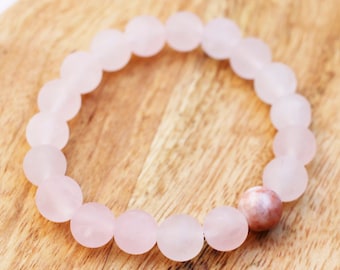 Beaded Bracelet Mala Bracelet Jewelry Bracelets Meditation Bracelet Simple Gemstone Yoga Gift Quartz Bracelet Rose Quartz Energy Bracelet