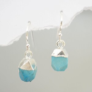 Turquoise Crystal Earrings December Birthstone Gift Sterling Silver Minimalist Dangle Earrings Birthday Gift for Her Turquoise Jewelry Boho