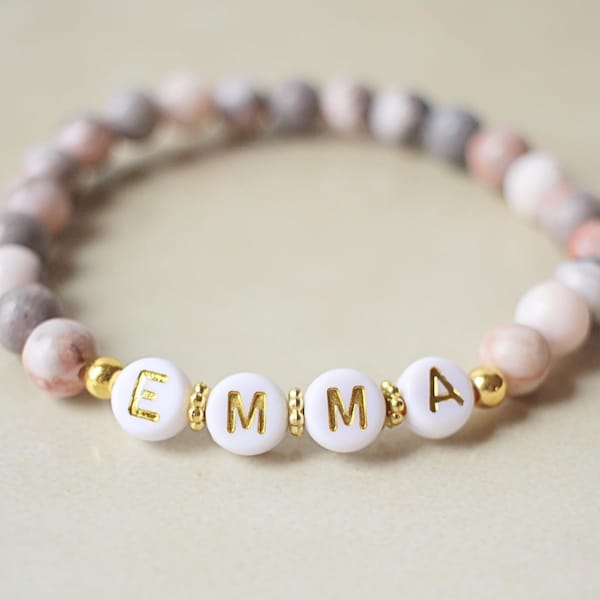 Custom Name Bracelet Personalized Beaded Bracelets Dainty Christmas Gift Birthday Gift Initial Charm Gift For Mom Gift For Her Daughter Gift