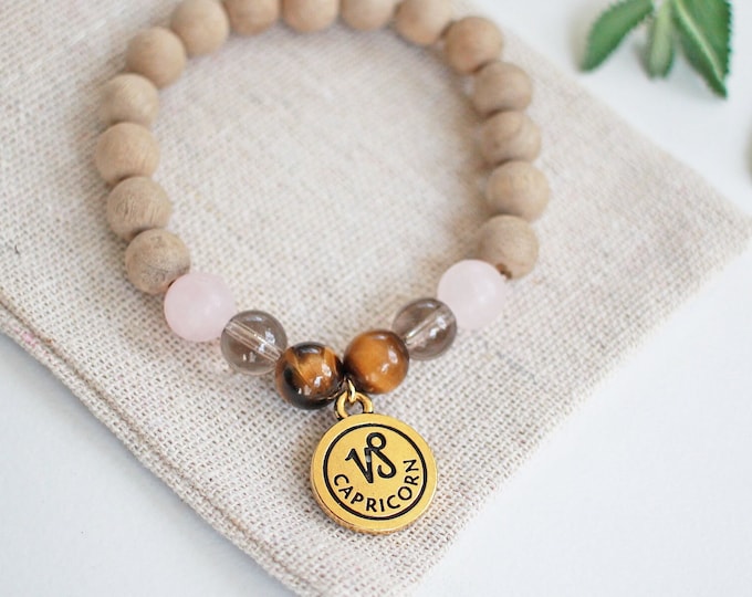 Capricorn Zodiac Astrology Bracelet, Horoscope Yoga Gift Idea, Ready to Gift for Friend, Personalized Handmade Capricorn Bracelet, Gemstones