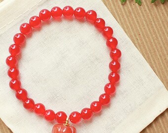 Pumpkin Charm Carnelian Beaded Bracelet Crystal Halloween Jewelry Gift Happy Halloween Charm Bracelet Pumpkin Spice Fall Jewelry Fall Gift