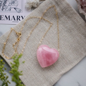 Collar de corazón delicado de oro de 14 k, cuarzo rosa, minimalista, cristales, joyería, hecho a mano para mujeres, damas de honor, regalo de aniversario de bodas