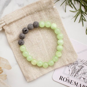 Green Jade Bracelet, Diffuser Bracelet, Essential Oil Bracelet, Lava Rocks Aromatherapy, Crystal Jewelry, Gift for Her, Gift for Mom, Yoga