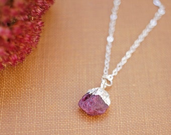 RUBY July Birthstone Necklace Sterling Silver Pendant Necklace Crystal Custom Birthstone Gift for Mom Family Necklace Stocking Stuffer Yoga