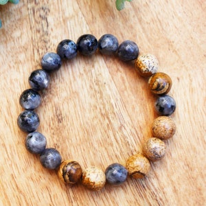Jewelry, Bracelet, Beaded Bracelet, Mala Bracelet, Mala Beads, Jasper, Labradorite, Bracelet for Men, Brown Mala, Yoga Gift, Buddhist Mala