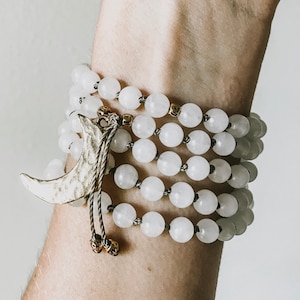 THE LUNA - Moon Goddess Mala / Tassel Necklace / Yoga Jewelry / Gemstone Mala / Mala Prayer Beads / Yoga Gift / Birthday Gift / Hand Knotted