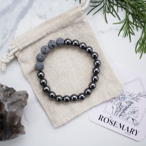 Hematite Bracelet, Hematite Jewelry, Lava Bead Bracelet, Essential Oil Bracelet, Diffuser, Crystal Jewelry, Gift for Him, Gift for Men, Yoga