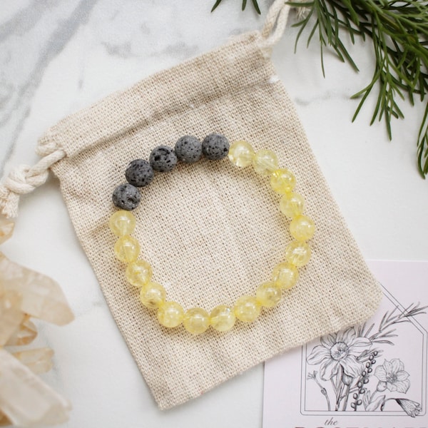 Citrine Bracelet, Citrine Jewelry, Essential Oil Bracelet, Diffuser Bracelet, Lava Bracelet, Crystal Jewelry, Birthstone Bracelet, Summer