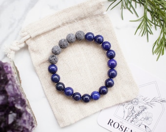Lapis Lazuli Bracelet, Lapis Jewelry, Essential Oil Bracelet, Diffuser Bracelet, Gift for Her, Gift for Mom, Beach Bracelet, Summer Jewelry
