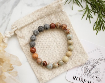Bracciale con perline di lava, braccialetto diffusore, braccialetto con oli essenziali, opale africano, braccialetto con opale, braccialetto a strati, braccialetto con cristalli, regalo per yoga