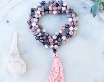 Mala Beads, Mala Necklace, Prayer Beads, Knotted Mala, Yoga Gift For Her, Yoga, 108 Mala Beads, Yoga Jewelry, Mala Beads 108, Rose Quartz