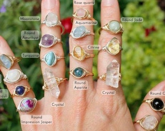 Crystal Ring, Wire Wrapped Ring, Moonstone Ring, Birthstone Rings, Gemstone, Amethyst, Promise Rings, Anxiety Ring, Stone, Handmade, Gift