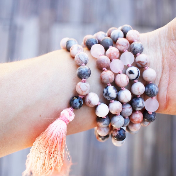 Mala Beads, Mala Necklace, Prayer Beads, Knotted Mala, Yoga Gift For Her, Yoga, 108 Mala Beads, Yoga Jewelry, Mala Beads 108, Rose Quartz