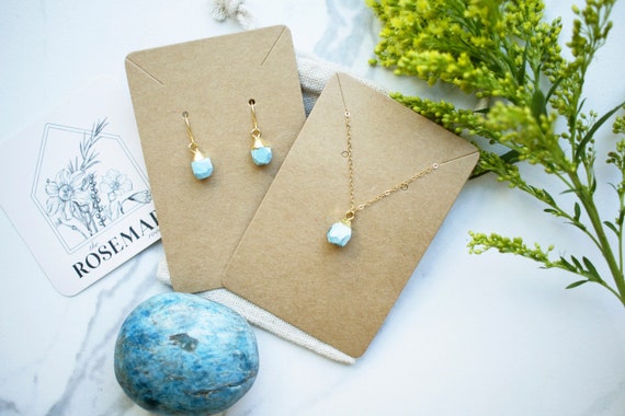 14k Gold Turquoise SET OF TWO Earrings and Necklace, Turquoise Jewelry, Gold Jewelry, Jewelry Set, Ready to Gift, Gift Ideas, Gift Basket