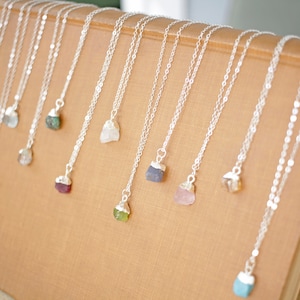 Personalized Custom Birthstone Necklace Crystal Gemstone Jewelry Handmade Dainty Choker 14K Gold Layering Necklace Custom Gift for Christmas