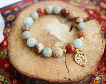 African Opal Bracelet, Mala Bracelet, Jewelry, Beaded Bracelets, Mala, Spiritual, Gift For Her, Energy Bracelet, Mothers Day Gift, Yoga Gift
