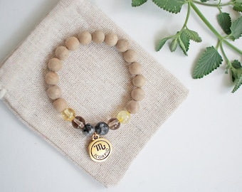 SCORPIO Zodiac Crystal Bracelet, Astrology Gemstone Energy Jewelry, Birthday Birthstone Family Bracelet, Best Seller Unique Christmas Gift