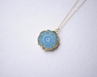 Unique Gift Idea Crystal Necklace Stone Pendant Jewelry Ready to Gift Druzy Gem Slice Raw Stone Gift Layering Choker Necklace Handmade Boho