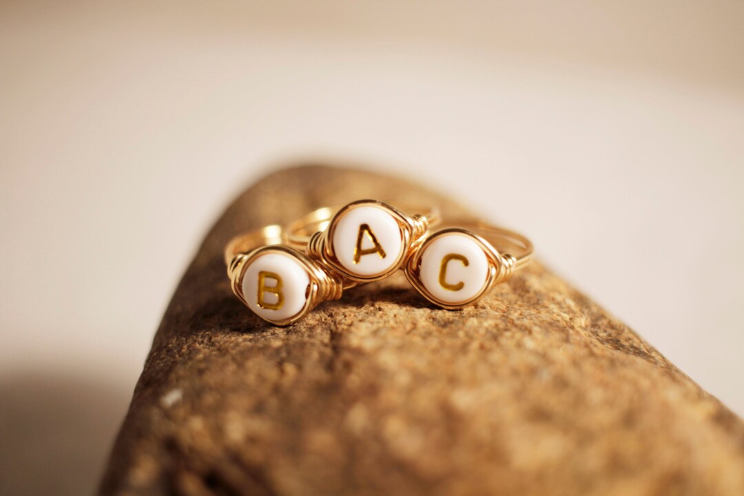 Wire Wrapped Initial Ring Signet Rings Personalized Letter Dainty ...