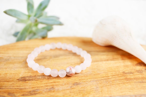 Beaded Bracelet Mala Bracelet Jewelry Bracelets Meditation Bracelet Simple Gemstone Yoga Gift Quartz Bracelet Rose Quartz Energy Bracelet