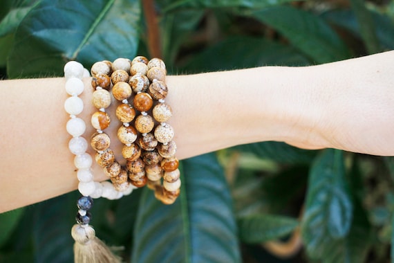 Jewelry, Necklaces, Mala, Mala Beads, Mala Necklace, Mala Bracelet, Moonstone, Mala Bead Charm, Yoga Accessories, Yoga Jewelry Gift, Jasper