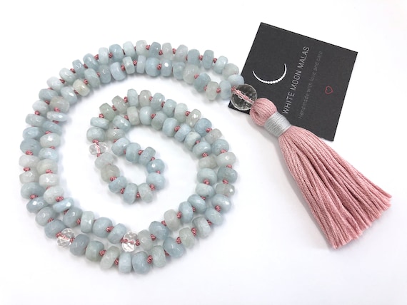 Raw Crystal Necklace Crystal Necklace Mala Quartz Necklace Mala Beads Tassel Garland Mala Necklace Gift For Her Bridesmaid gift