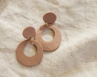 Beige Retro Circle Earrings